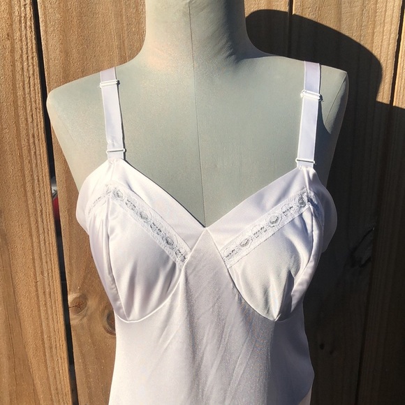 Vintage Nylon Long White Slip Dress - Picture 3 of 11